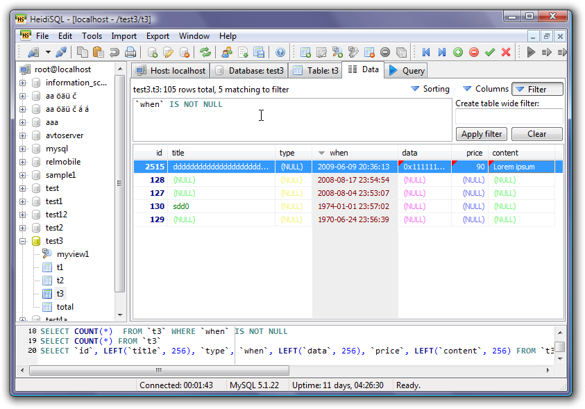 HeidiSQL — бесплатный инструмент для работы с базами данных MySQL