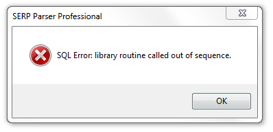 SQL Error: library routine called out of sequence